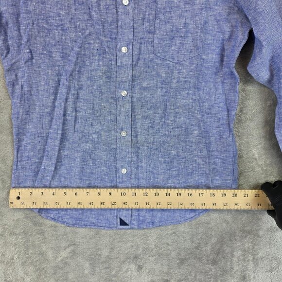 UNTUCKit Shirt Mens Medium Blue Linen Slim Fit Vin Santo WR Wrinkle Resistant - Picture 7 of 12